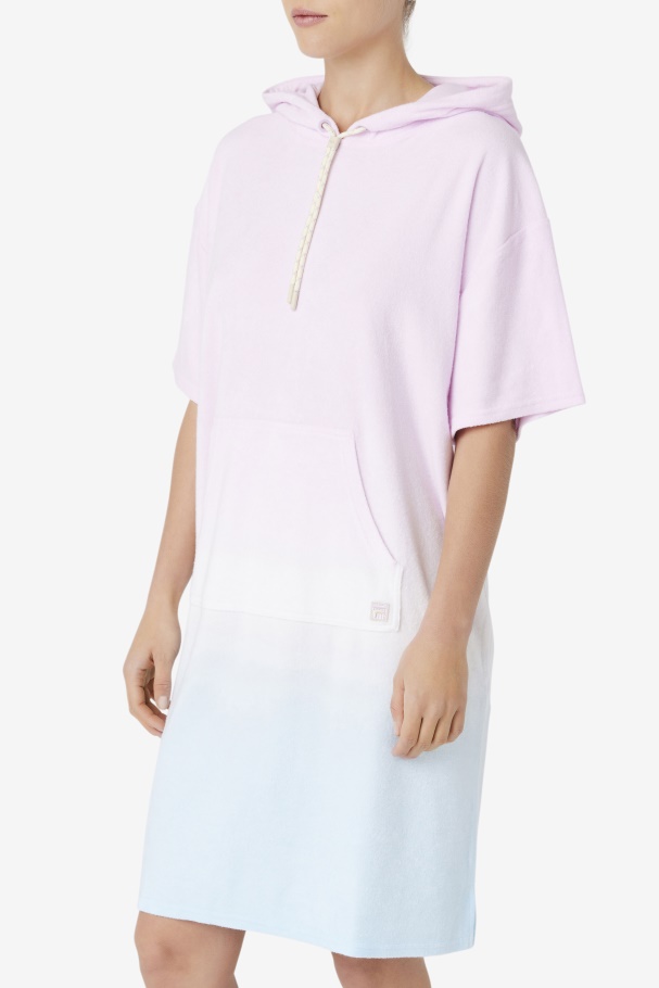 Orquídea/azul/tender Pêssego Fila Cali Poncho Com Capuz