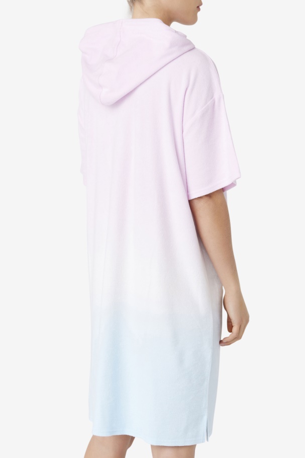 Orquídea/azul/tender Pêssego Fila Cali Poncho Com Capuz