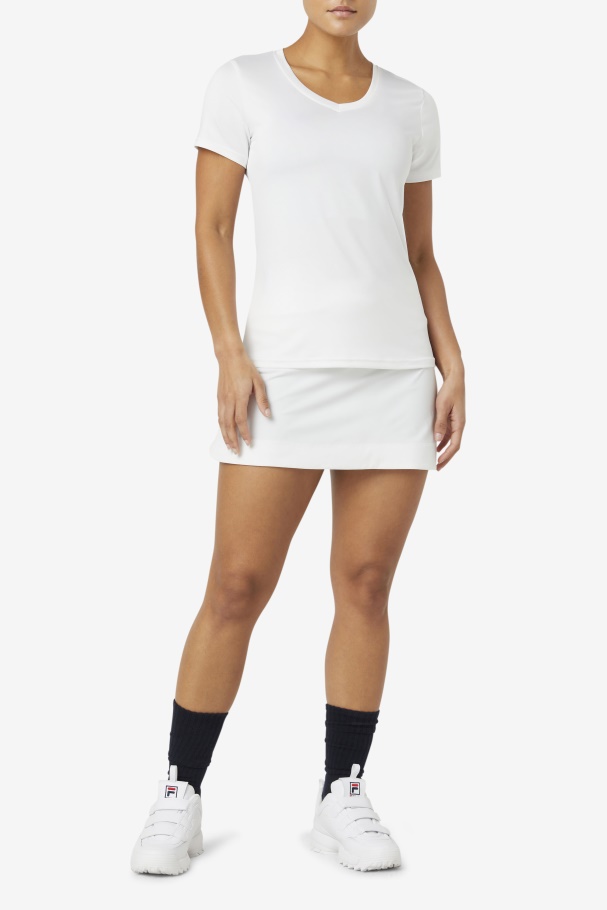 Pickleball De Seda Com Decote Em V Branco Fila