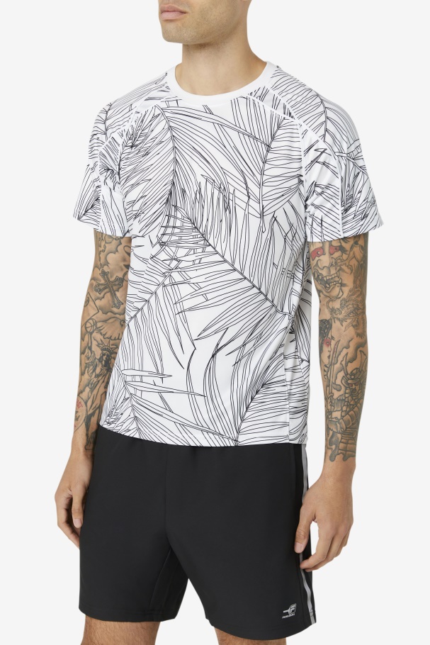 Pickleball Manga Curta Crew Fila Branco Palm Print/branco