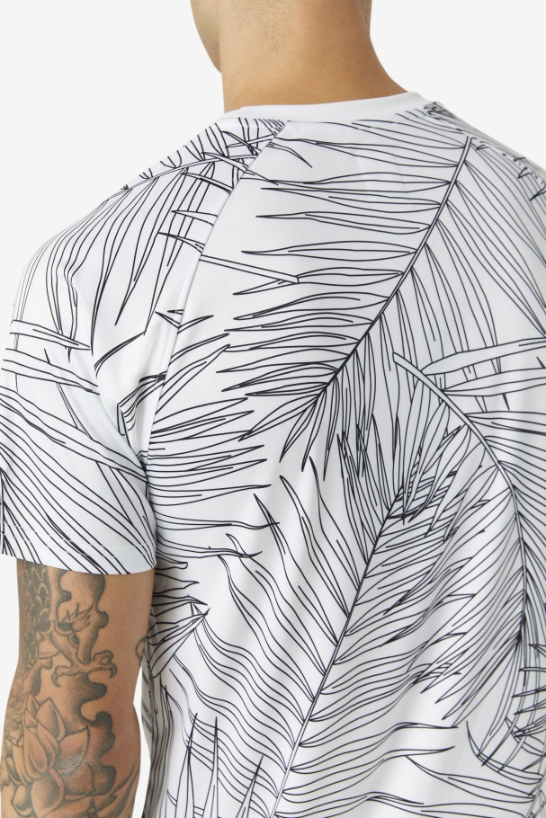 Pickleball Manga Curta Crew Fila Branco Palm Print/branco