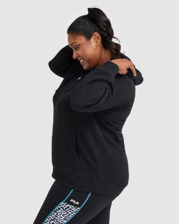 Rebecca Zip Thru Fila Feminina Negra