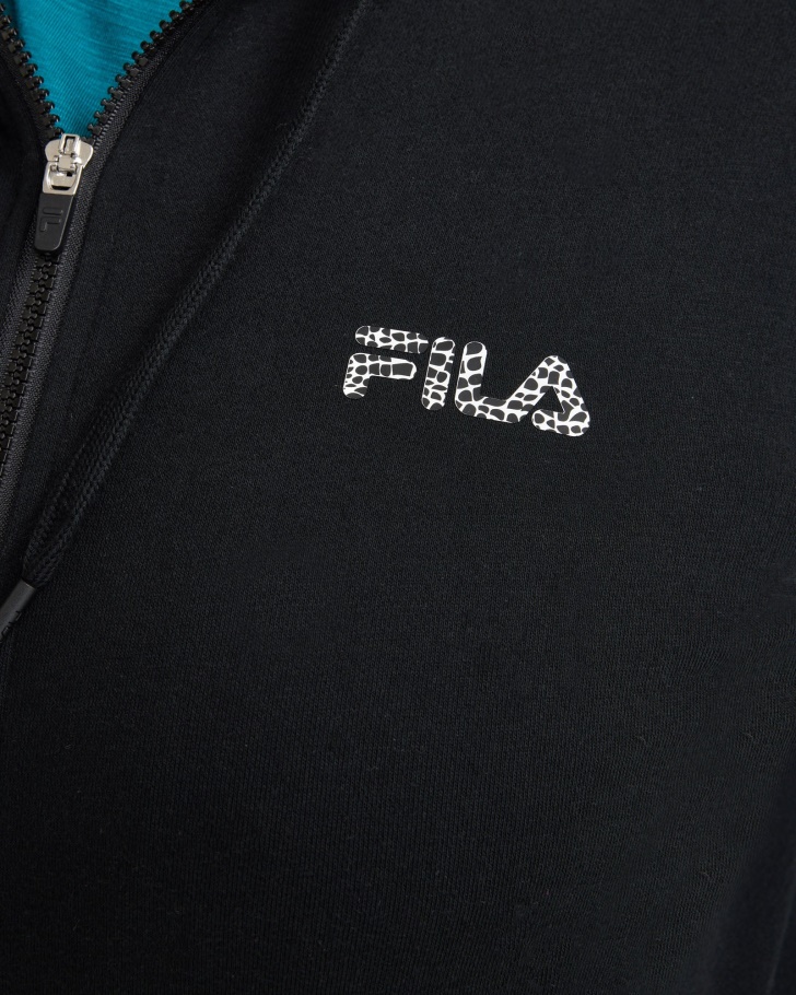 Rebecca Zip Thru Fila Feminina Negra