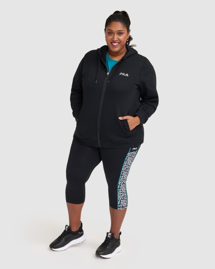 Rebecca Zip Thru Fila Feminina Negra