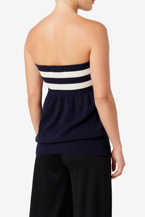 Saia Cintura Alta Azul Marinho/branco/vermelho