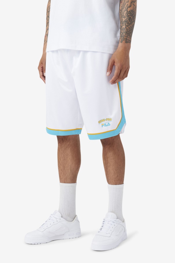 Short De Basquete Semi-profissional Fila Branco/azul/amarelo Radiante