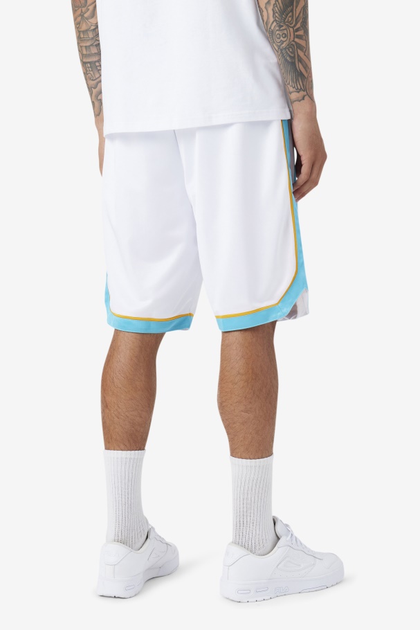 Short De Basquete Semi-profissional Fila Branco/azul/amarelo Radiante