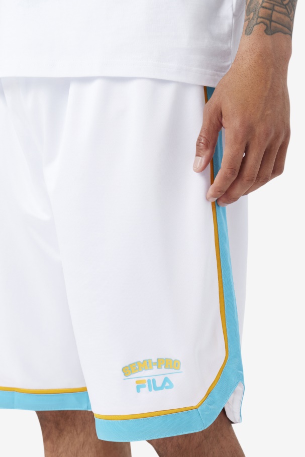 Short De Basquete Semi-profissional Fila Branco/azul/amarelo Radiante