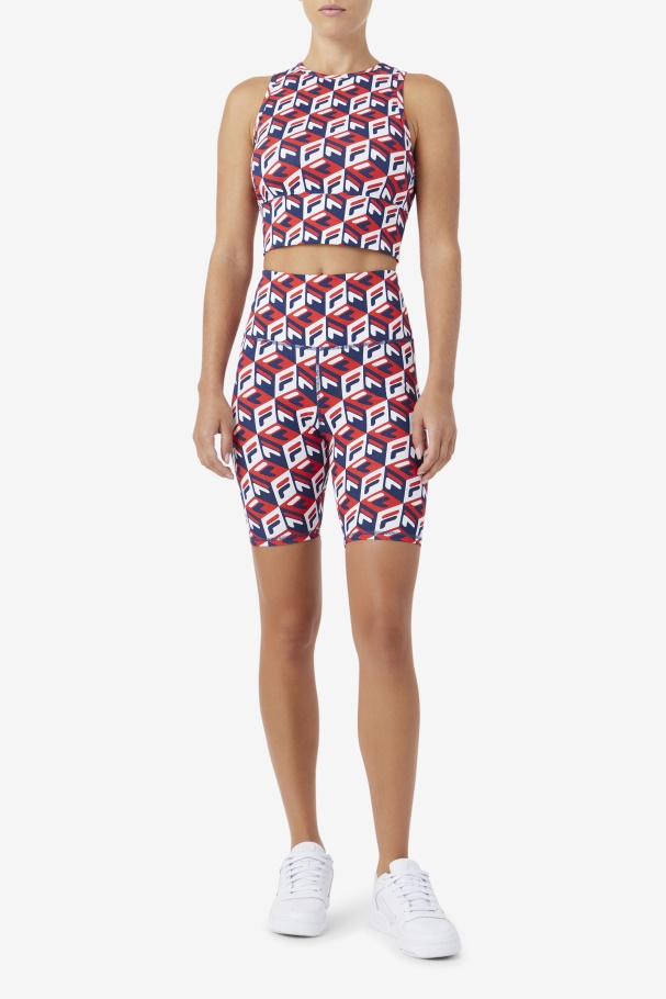 Short De Bicicleta Fila Vermelho/marinho/branco Ainhoa