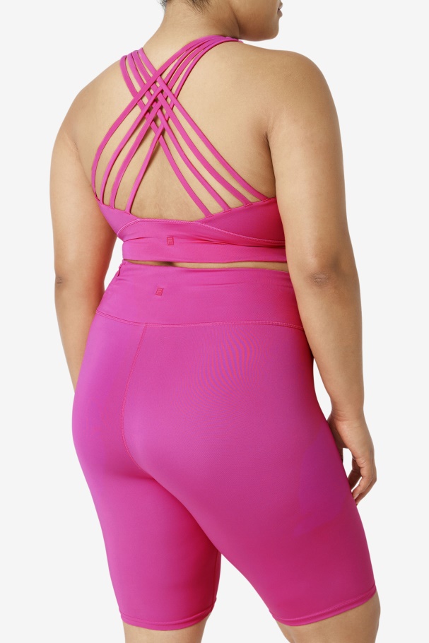 Sutiã Esportivo De Gola Alta Com Elevação Fila Rosa Brilhante