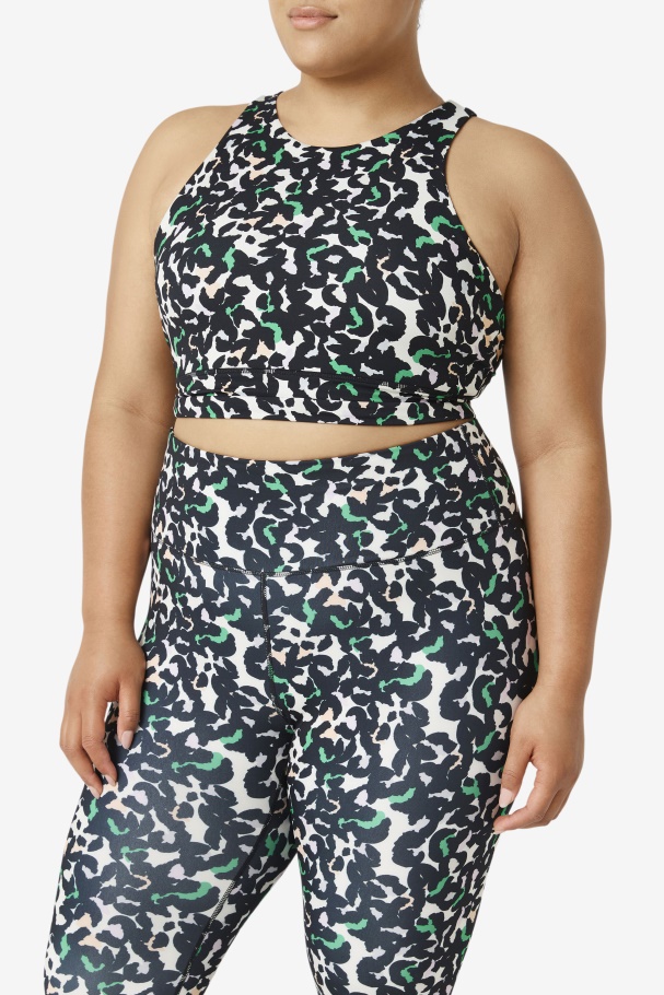 Sutiã Esportivo Preto Animal Print Fila Uplift Gola Alta