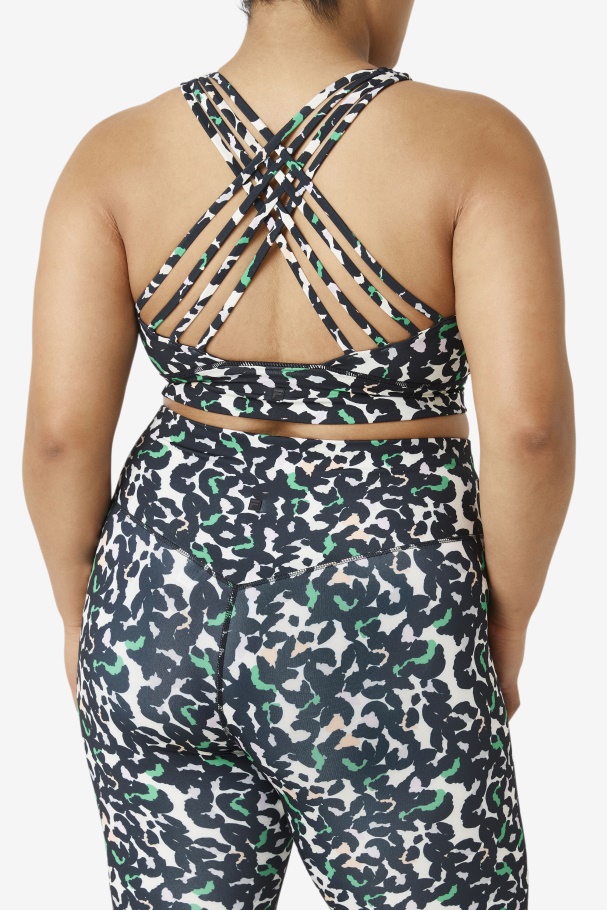 Sutiã Esportivo Preto Animal Print Fila Uplift Gola Alta