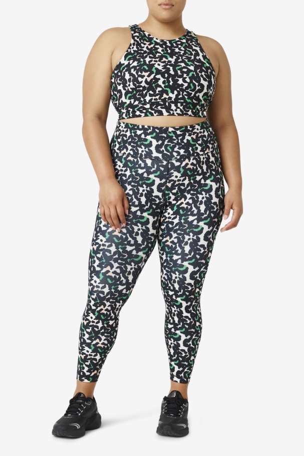 Sutiã Esportivo Preto Animal Print Fila Uplift Gola Alta