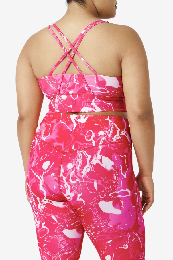 Sutiã Fila Rosa Mármore Uplift Cruzado Nas Costas