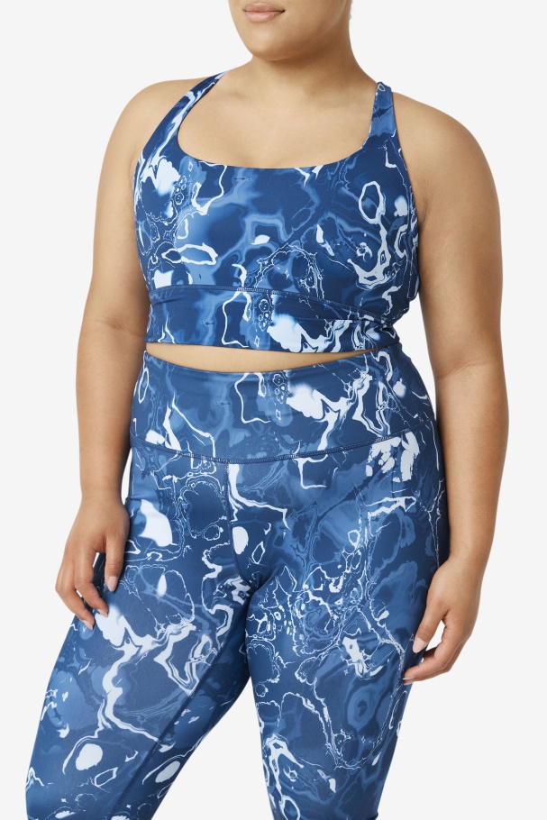 Sutiã Fila Uplift Top Cruzado Nas Costas Mármore Marinho