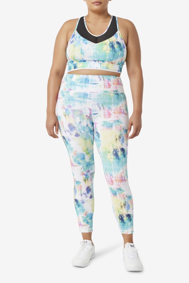 Sutiã Tie Dye/preto/branco Top Fila Uplift Costas Nadador