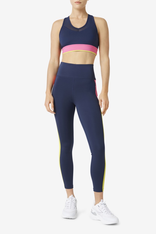 Sutiã Uplift Costas Nadador Azul Marinho/azaléia/fila De Enxofre