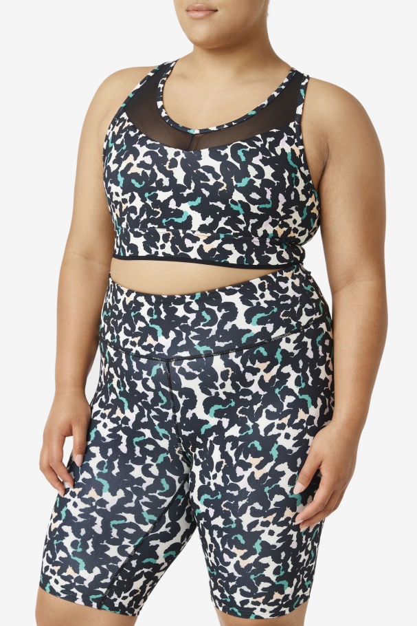 Sutiã Uplift Costas Nadador Preto Animal Print Fila