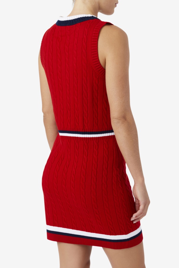Suéter Vermelho Darian Vestido De Malha Fila