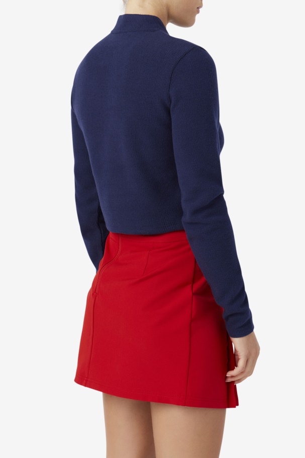 Top Azul Marinho Fila Josie Meio Zíper