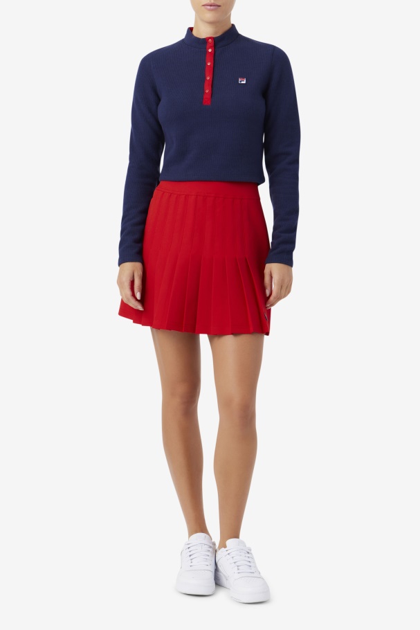 Top Azul Marinho Fila Josie Meio Zíper