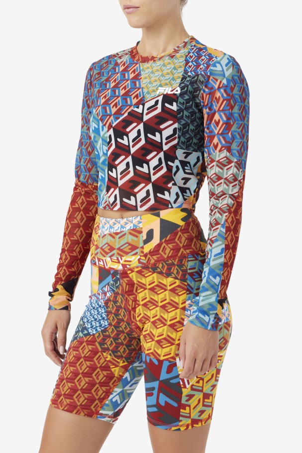 Top De Manga Longa Birdy Oceano/amarelo/branco Fila