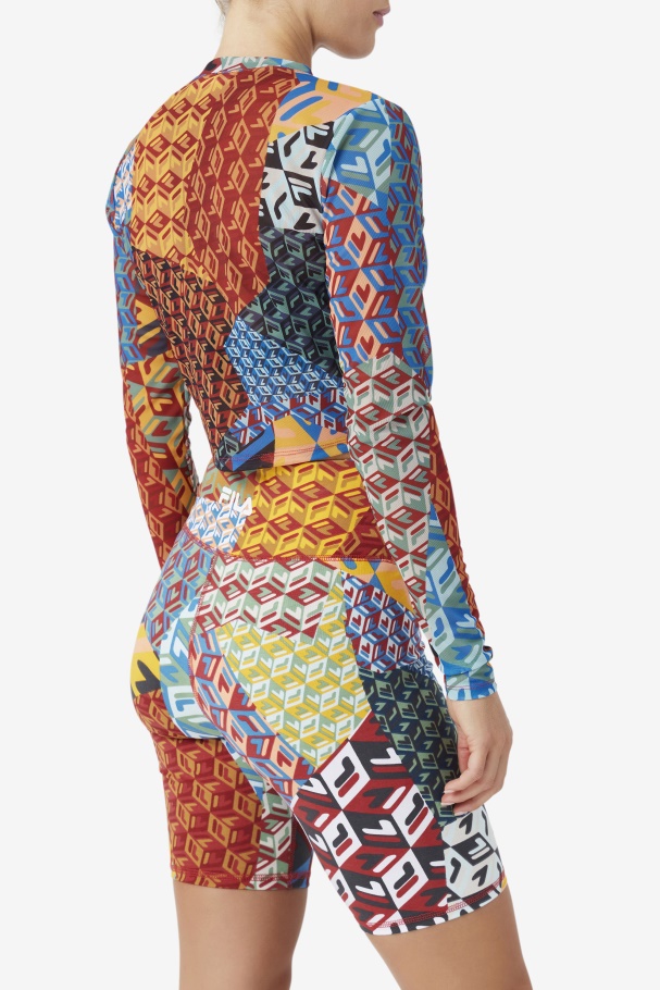 Top De Manga Longa Birdy Oceano/amarelo/branco Fila