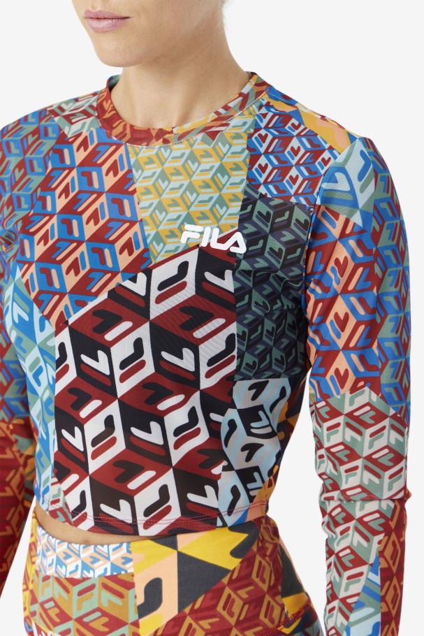 Top De Manga Longa Birdy Oceano/amarelo/branco Fila