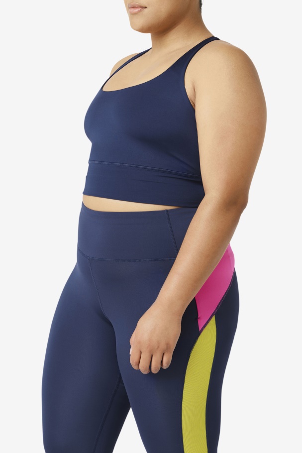 Top De Sutiã Azul Marinho Fila Uplift Nas Costas