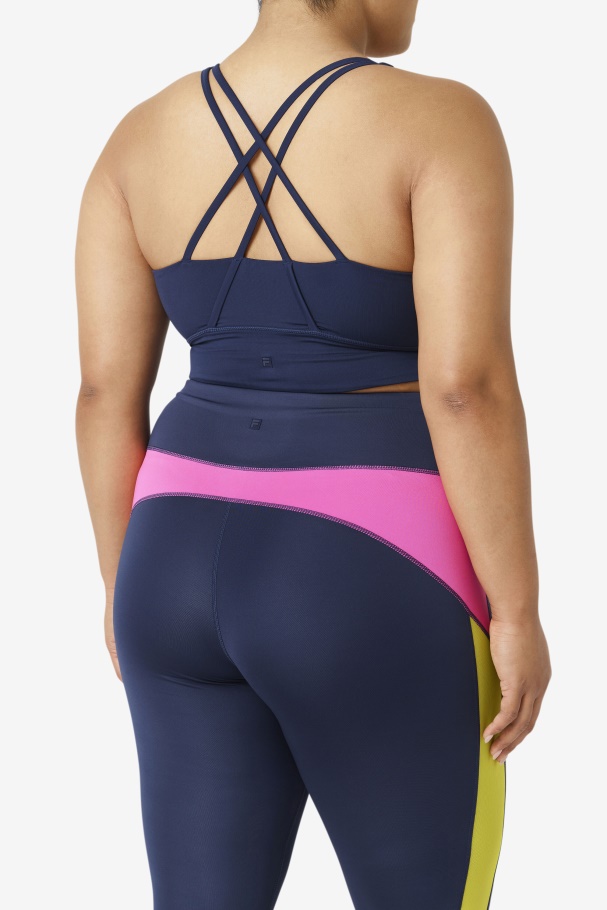 Top De Sutiã Azul Marinho Fila Uplift Nas Costas