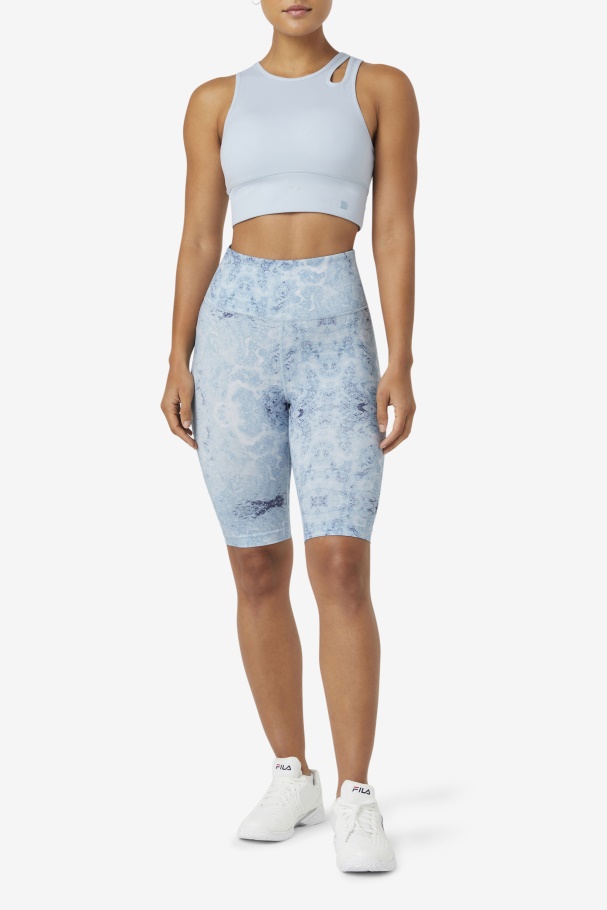 Top De Sutiã De Corte De Fatia De Elevação De Névoa Azul Fila