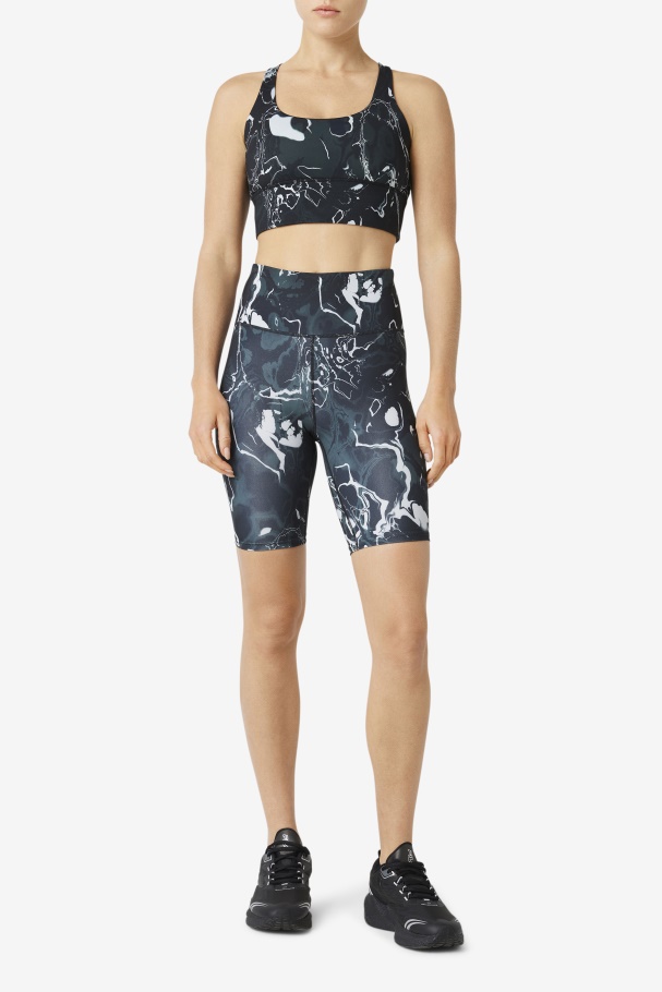 Top De Sutiã Uplift Cruzado Nas Costas Fila De Mármore Preto