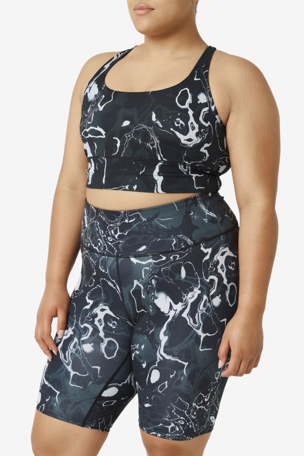 Top De Sutiã Uplift Cruzado Nas Costas Fila Mármore Preto