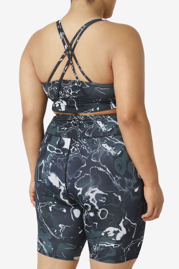 Top De Sutiã Uplift Cruzado Nas Costas Fila Mármore Preto