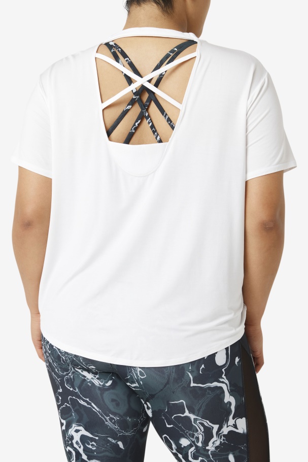 Top Fila Branco Manga Curta Fi-lux