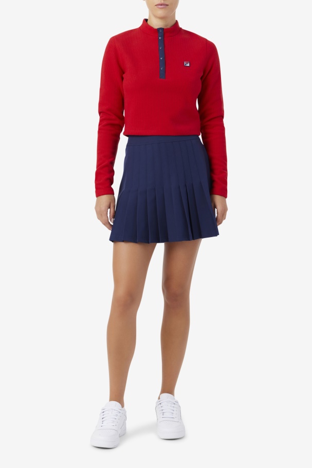 Top Fila Vermelho Josie Com Meio Zíper