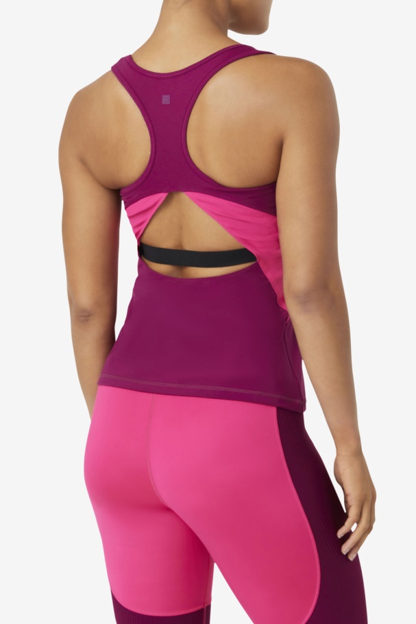 Top Magenta Roxo/rosa Brilhante Fila Uplift Aberto Nadador Nas Costas