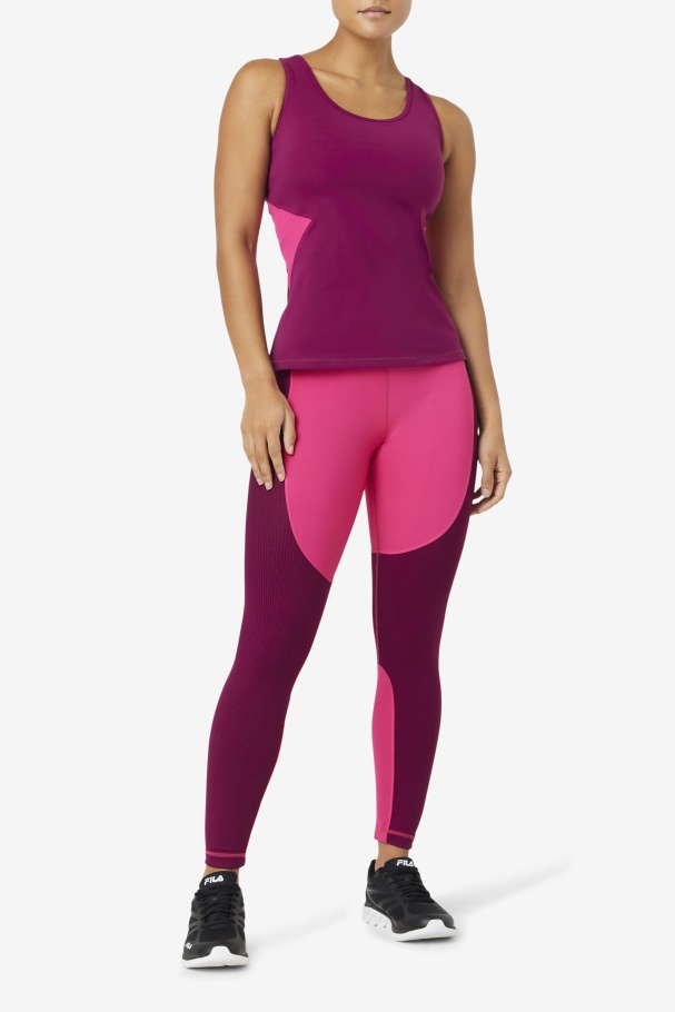 Top Magenta Roxo/rosa Brilhante Fila Uplift Aberto Nadador Nas Costas
