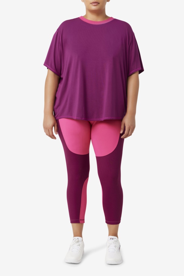 Top Manga Curta Fila Fi-lux Magenta Roxo