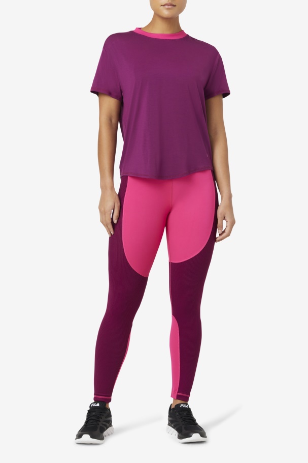 Top Manga Curta Fila Fi-lux Magentaroxo