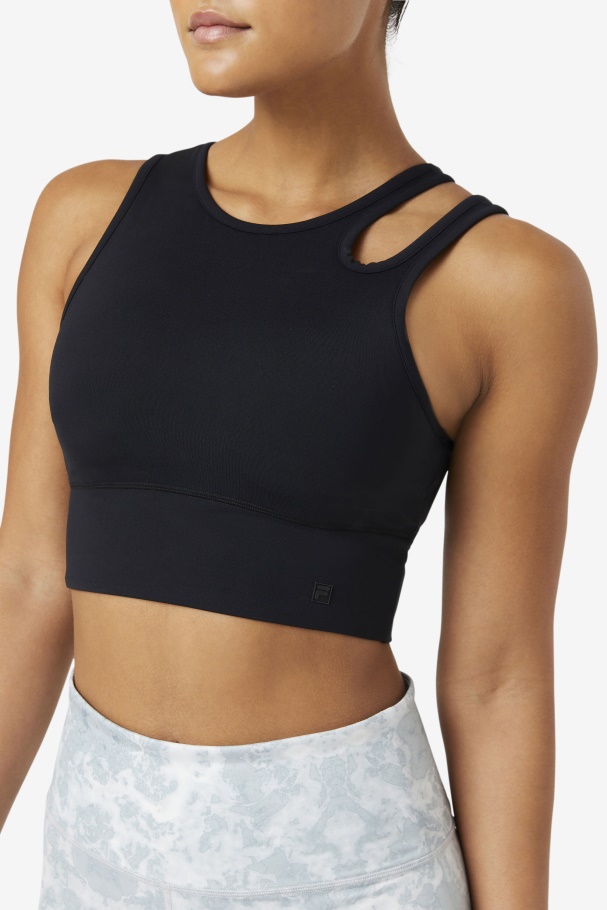 Top Top Cropped Listrado Preto Fila Uplift