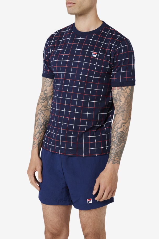 Tripulação Casbian Marinho/vermelho/branco Fila