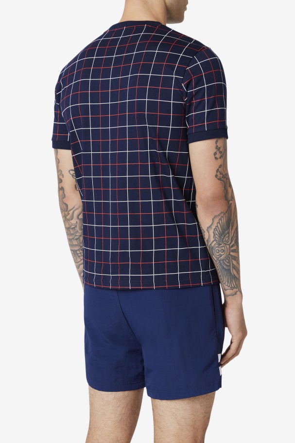 Tripulação Casbian Marinho/vermelho/branco Fila