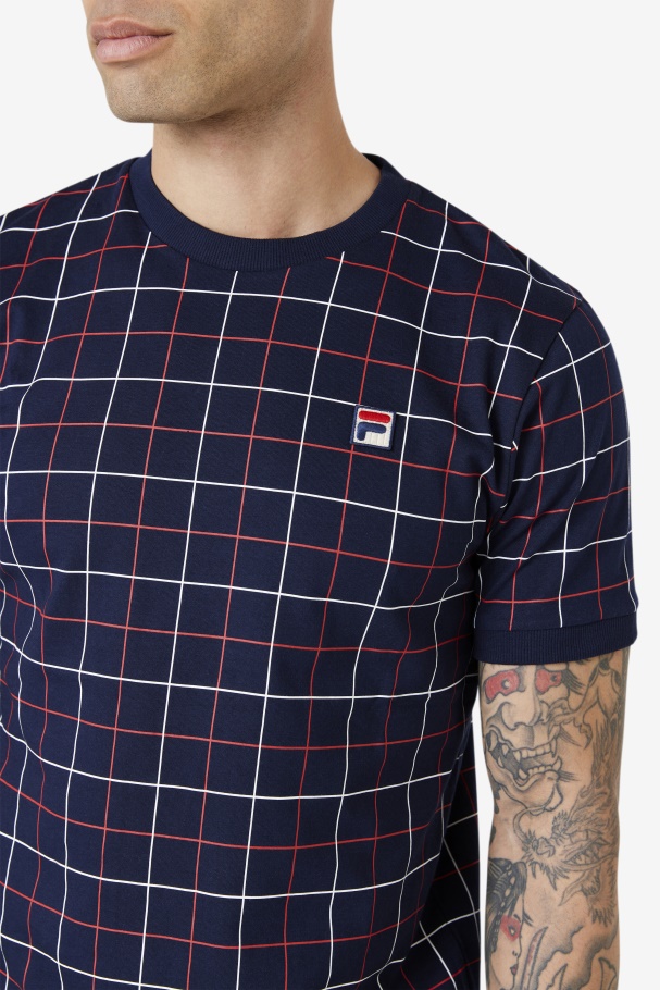 Tripulação Casbian Marinho/vermelho/branco Fila