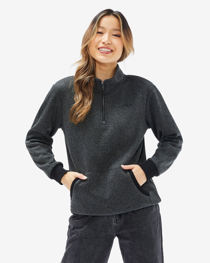 Unissex Romano Qtr Zip Preto Marle Fila