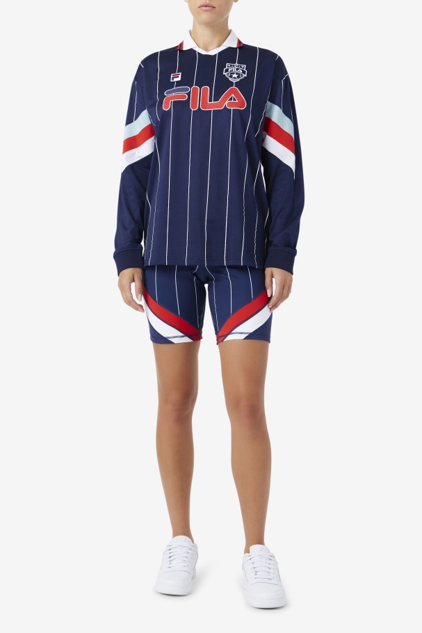 Yareli Bicicleta Curta Azul Marinho/vermelho/branco Fila