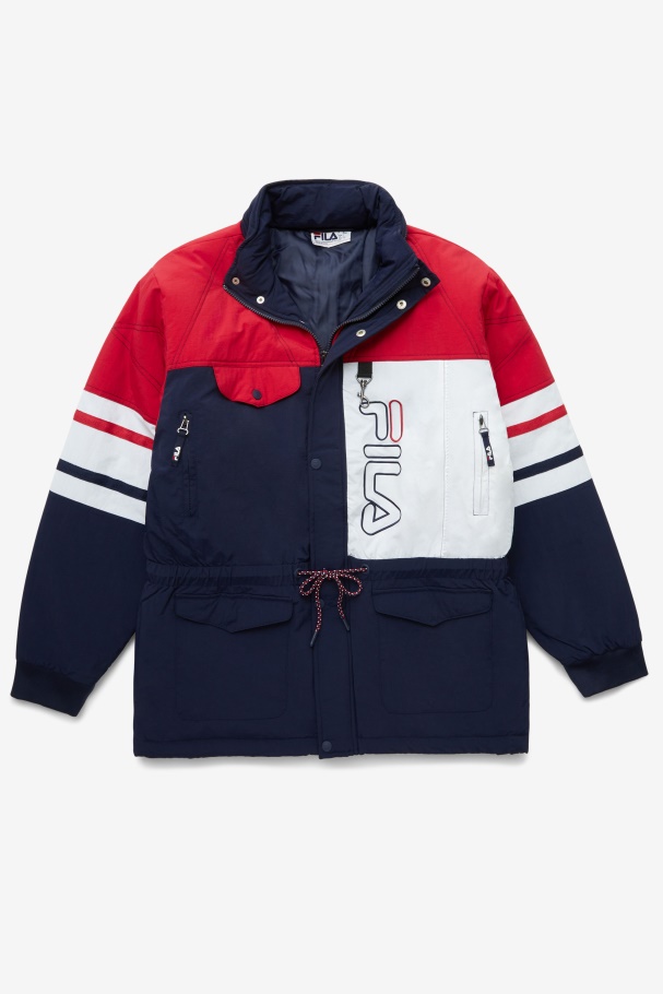 Jaquetão Parka Pavão/vermelho/branco Fila Golia