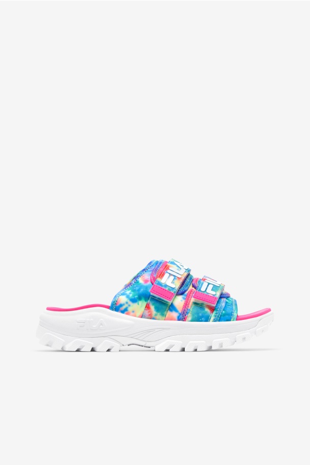 Multi/branco/rosa Glo Feminino Tie Dye Ao Ar Livre Slide Fila