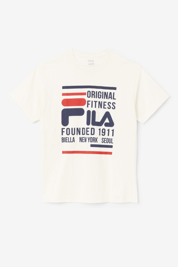 Camiseta Fitness Original Fila Gardenia/marinho/vermelho