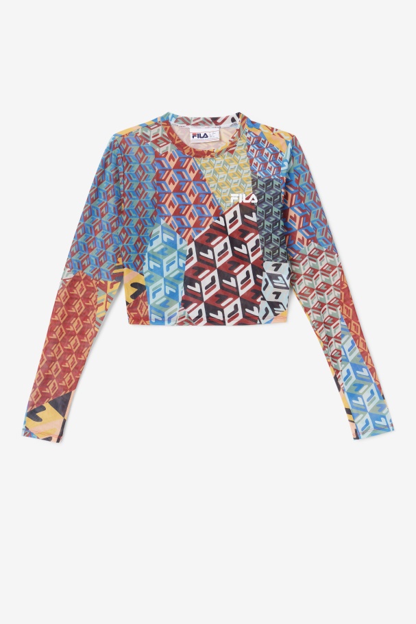 Top De Manga Longa Birdy Oceano/amarelo/branco Fila